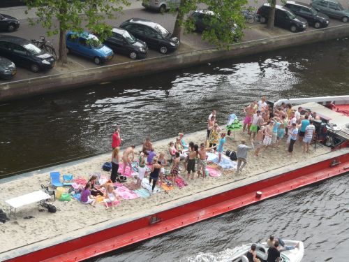 Party time on a sand barge.