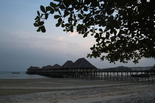 Telunas Beach Resort at dusk.